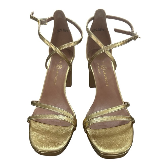 Chinese Laundry Gold Block Heels 6. - Picture 2 of 5